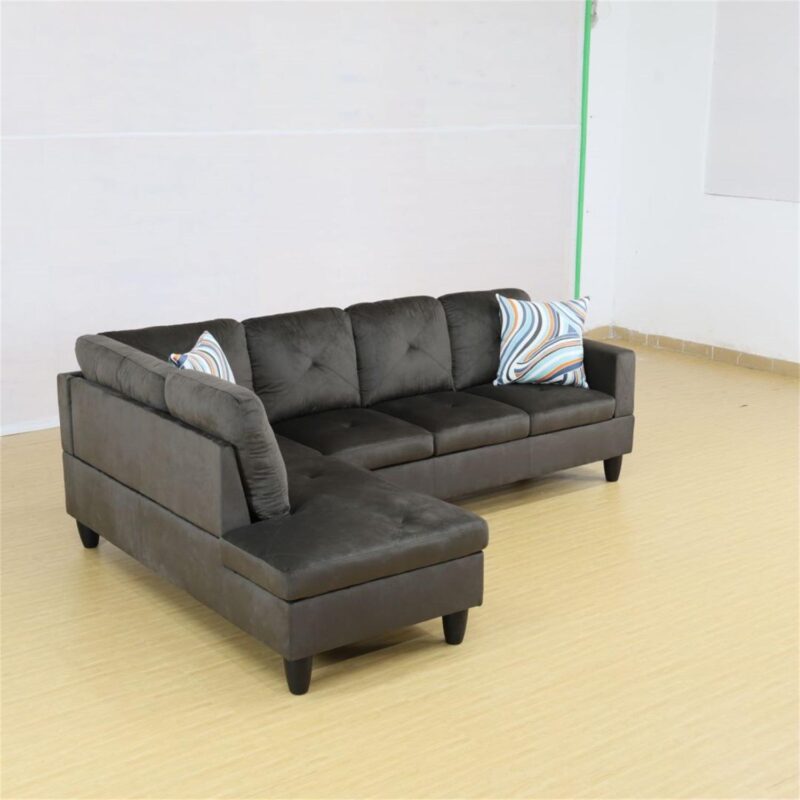 Hommoo Modern Microfiber L Shaped Couches and Sofas Model, 4 Seat Sectional Sofa Living Room Furniture Sets for Home, Espresso(No Ottomans) - Image 3
