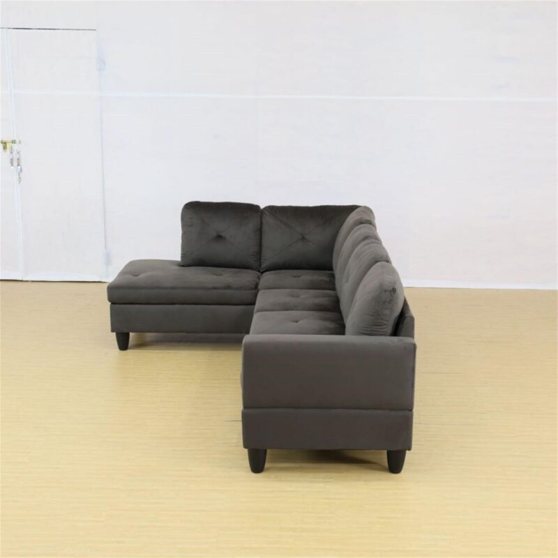 Hommoo Modern Microfiber L Shaped Couches and Sofas Model, 4 Seat Sectional Sofa Living Room Furniture Sets for Home, Espresso(No Ottomans) - Image 4