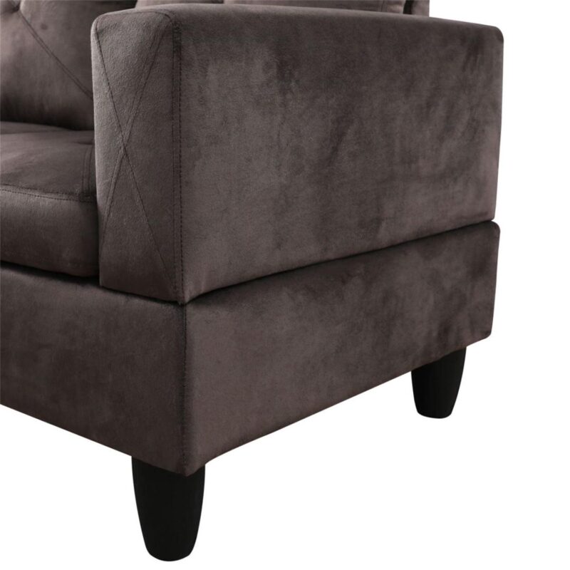 Hommoo Modern Microfiber L Shaped Couches and Sofas Model, 4 Seat Sectional Sofa Living Room Furniture Sets for Home, Espresso(No Ottomans) - Image 8
