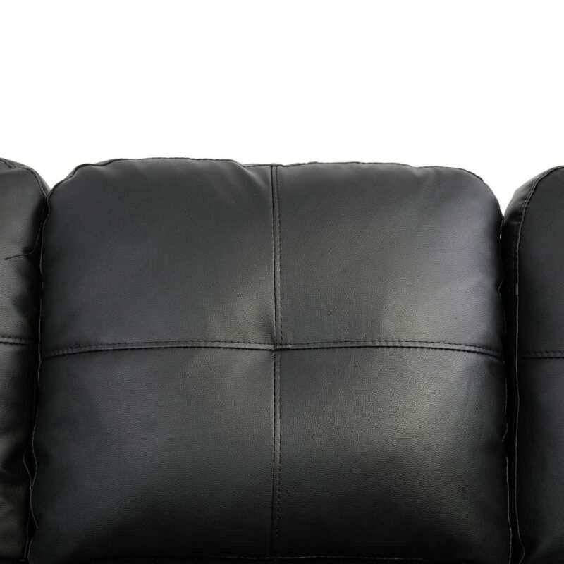 Hommoo Semi PU Leather Sectional Sofa, L Shaped Couch, Sectional Sofa Set for Small Space Living Room, Black(Without Ottoman) - Image 6