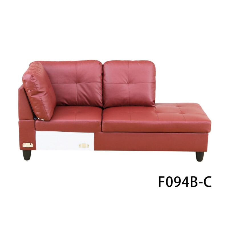Hommoo Semi PU Leather Sectional Sofa Couch Living Room Furniture Sets, Modern L Shaped Sectional Sofa Set, Red(No Ottoman) - Image 7