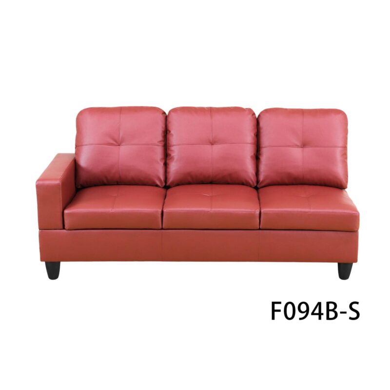 Hommoo Semi PU Leather Sectional Sofa Couch Living Room Furniture Sets, Modern L Shaped Sectional Sofa Set, Red(No Ottoman) - Image 8
