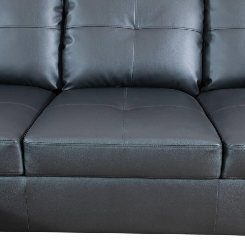 Hommoo Sofa Set, Faux Leather 2-Piece Couch Living Room Sofa Set,L-Shaped Sectional Sofa,Sectional Couches for Living Room, Black - Image 5
