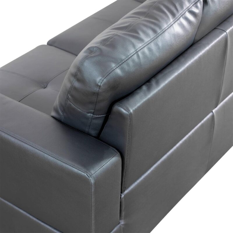Hommoo Sofa Set, Faux Leather 2-Piece Couch Living Room Sofa Set,L-Shaped Sectional Sofa,Sectional Couches for Living Room, Black - Image 7