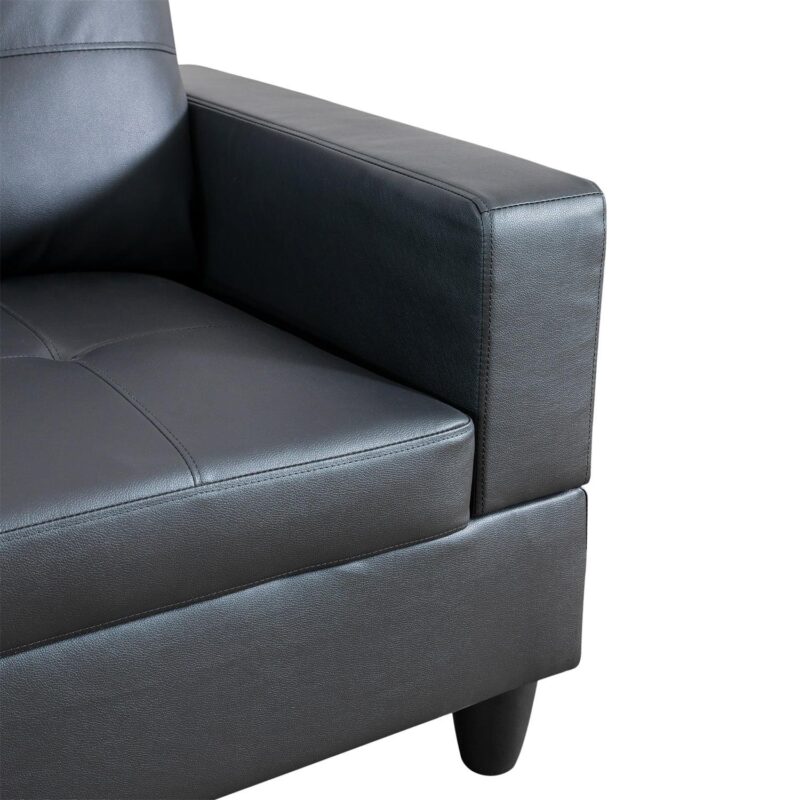 Hommoo Sofa Set, Faux Leather 2-Piece Couch Living Room Sofa Set,L-Shaped Sectional Sofa,Sectional Couches for Living Room, Black - Image 6