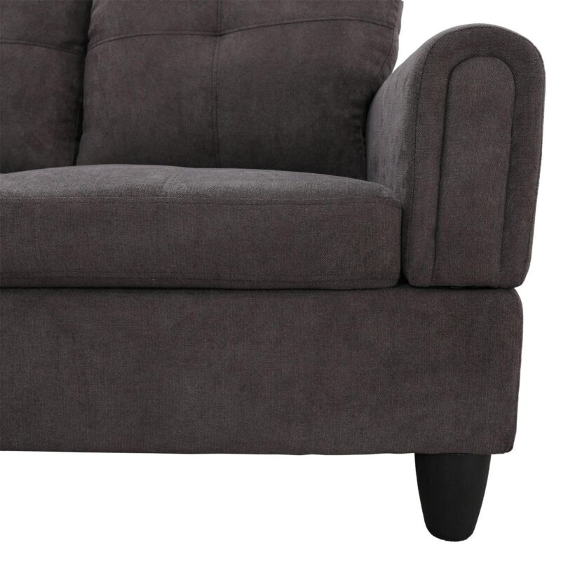 Hommoo Sofa Set,Flannel Living Room Sofa Set,L-Shaped Sectional Sofa,2-Piece Couch Living Room,Dark Brown - Image 6