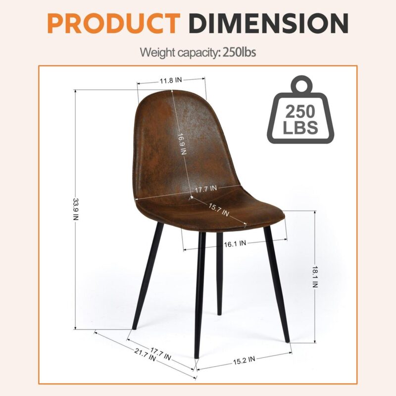 Homy Casa Dining Chairs Set of 4, Upholstered Side Chairs for Family Dining Room or Restaurant Suede - Image 8