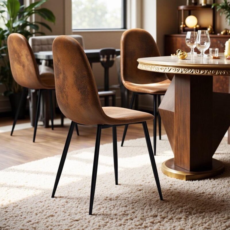 Homy Casa Dining Chairs Set of 4, Upholstered Side Chairs for Family Dining Room or Restaurant Suede - Image 4