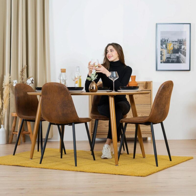 Homy Casa Dining Chairs Set of 4, Upholstered Side Chairs for Family Dining Room or Restaurant Suede - Image 6