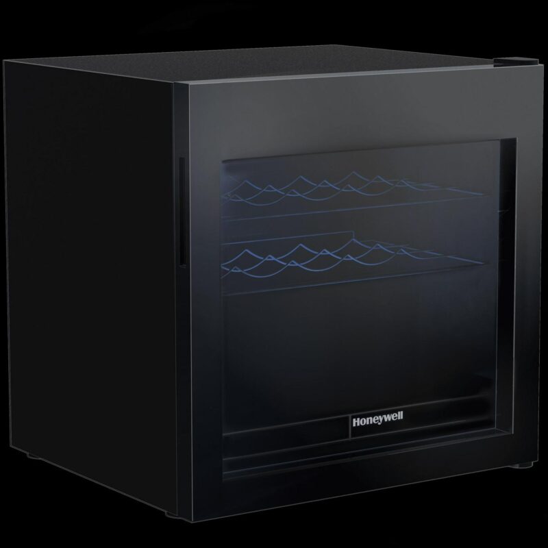 Honeywell 18.9 in. Single Zone 14 Bottle Freestanding Countertop Wine Cooler in Black with Slide Out Wire Shelving - Image 2