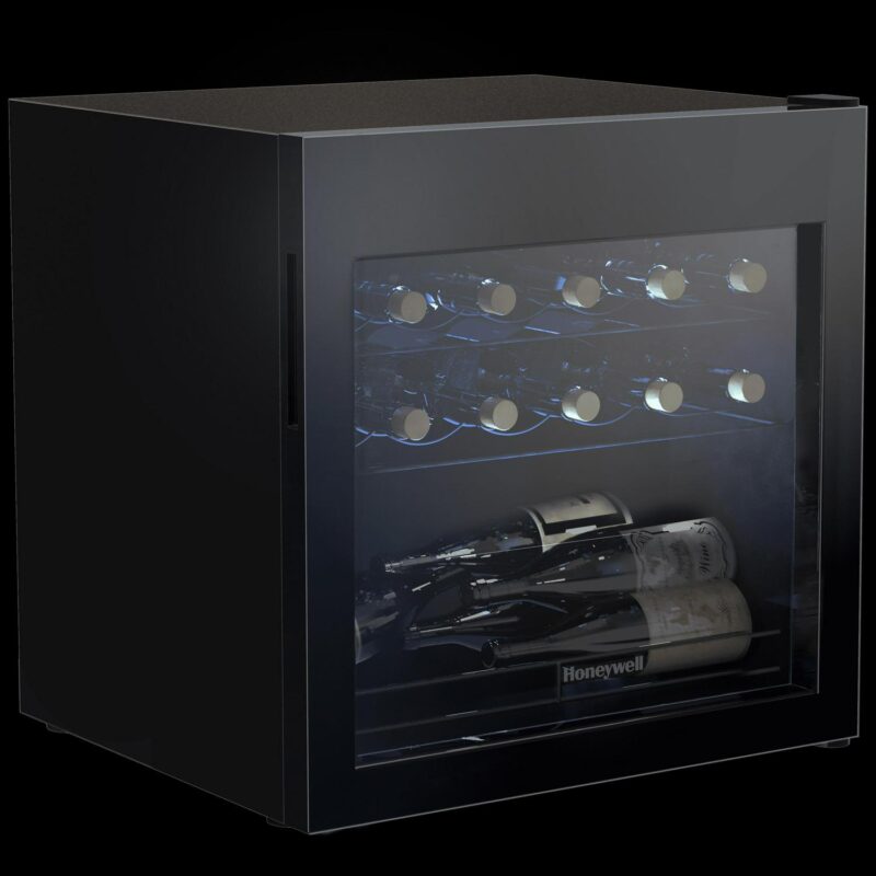 Honeywell 18.9 in. Single Zone 14 Bottle Freestanding Countertop Wine Cooler in Black with Slide Out Wire Shelving - Image 3