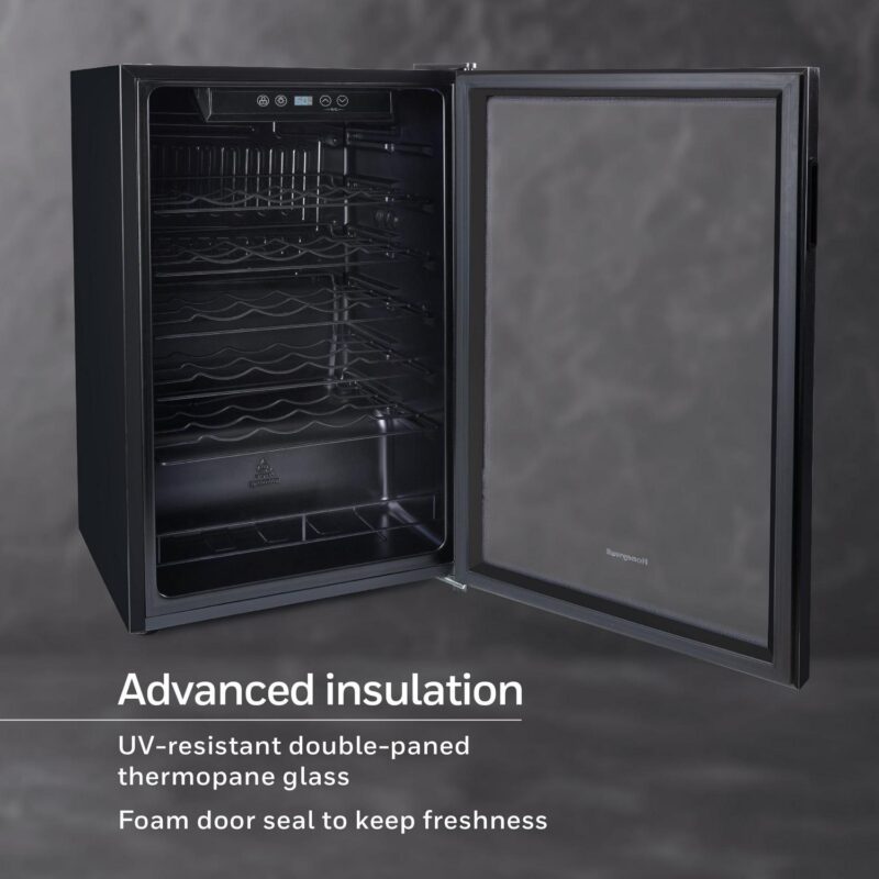 Honeywell 34 Bottle Compressor Wine Cooler, Large Freestanding Wine Cellar for Red, White, Champagne, Digital Temperature Control, Stainless Steel - Image 4