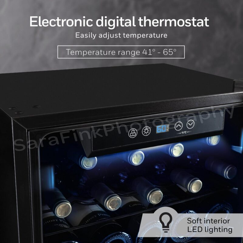 Honeywell 34 Bottle Compressor Wine Cooler, Large Freestanding Wine Cellar for Red, White, Champagne, Digital Temperature Control, Stainless Steel - Image 6