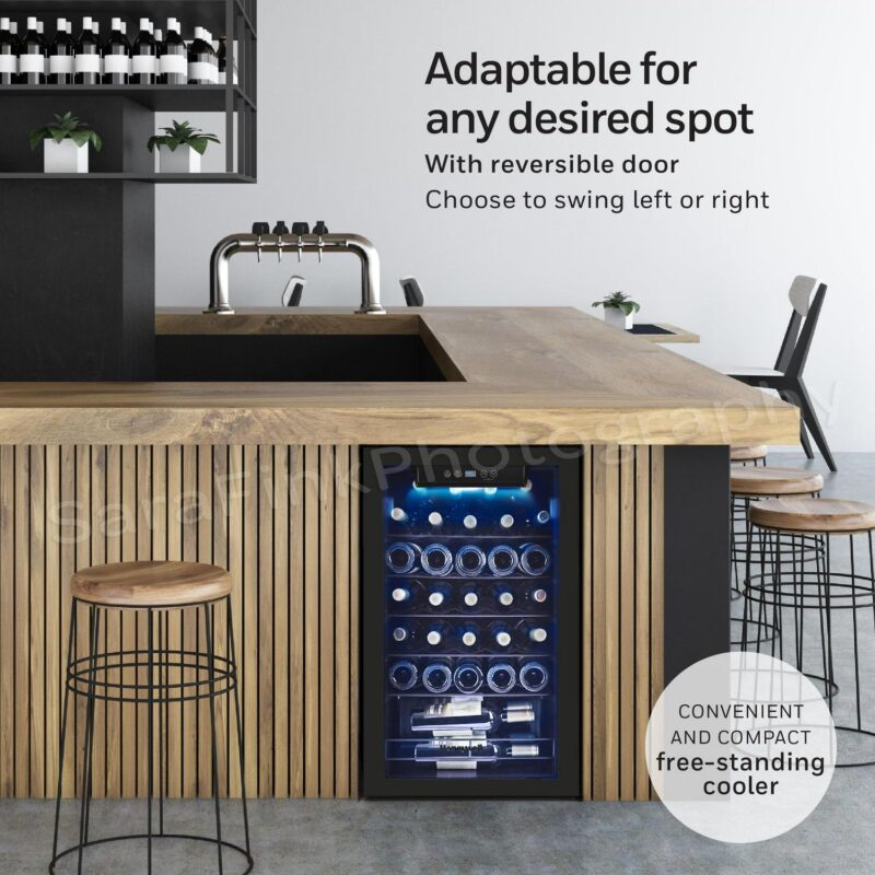 Honeywell 34 Bottle Compressor Wine Cooler, Large Freestanding Wine Cellar for Red, White, Champagne, Digital Temperature Control, Stainless Steel - Image 3