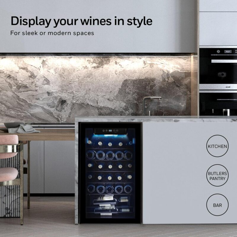 Honeywell 34 Bottle Compressor Wine Cooler, Large Freestanding Wine Cellar for Red, White, Champagne, Digital Temperature Control, Stainless Steel - Image 5