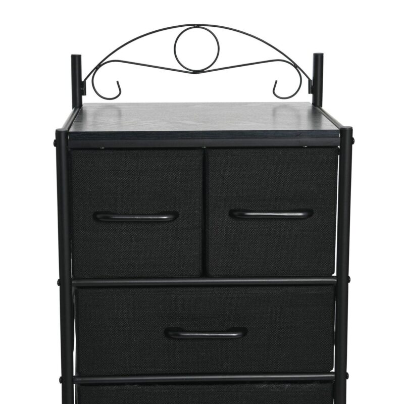 Household Essentials Victoria Dresser Tower Storage Organizer with 8 Black Drawers Black Metal Frame and Black Oak Wood Grain Top - Image 6