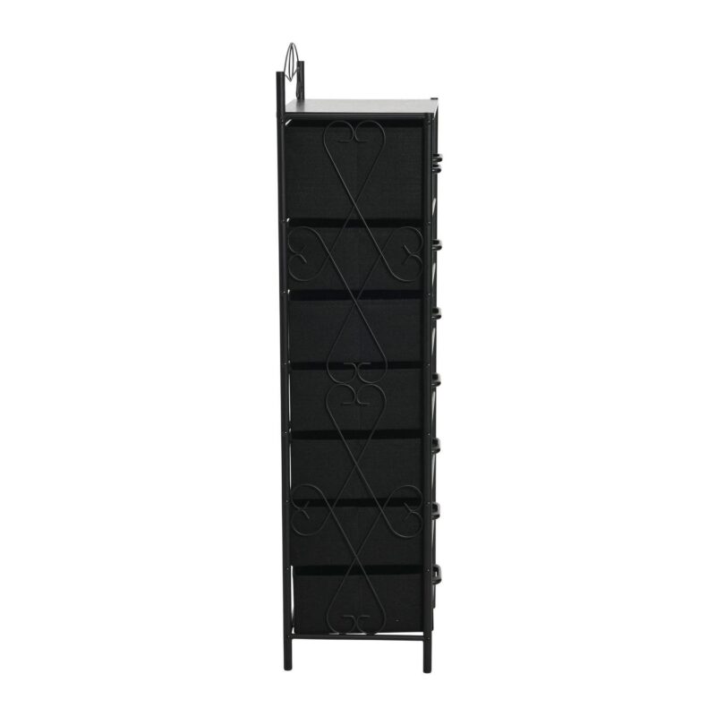 Household Essentials Victoria Dresser Tower Storage Organizer with 8 Black Drawers Black Metal Frame and Black Oak Wood Grain Top - Image 5
