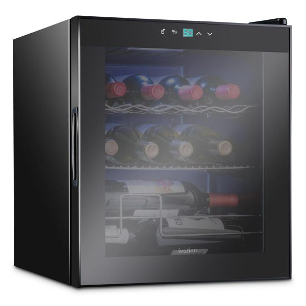 IVATION 12 Bottle Compressor Wine Cooler Refrigerator Large Freestanding Wine Cellar Fridge Glass Door, Black