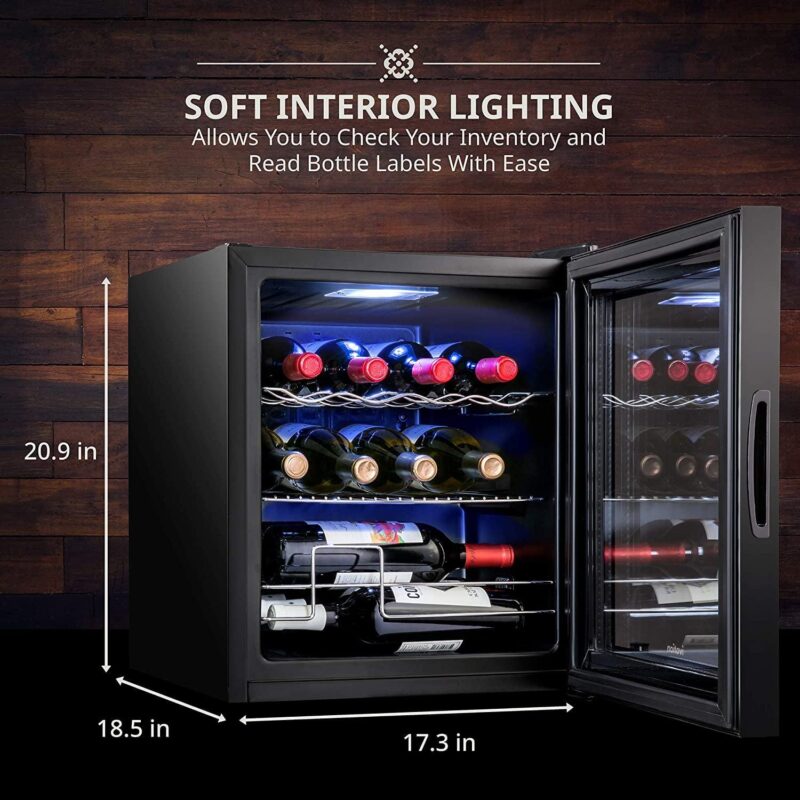 IVATION 12 Bottle Compressor Wine Cooler Refrigerator Large Freestanding Wine Cellar Fridge Glass Door, Black - Image 2