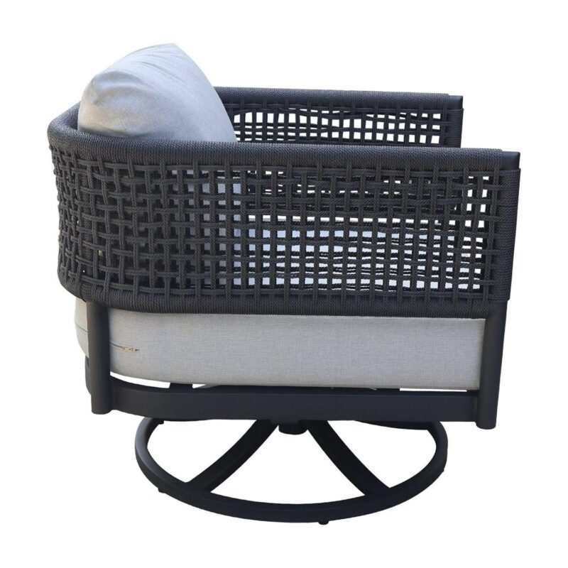 International Concepts Woven Albaca Outdoor Swivel Rocking Chair, Charcoal - Image 4
