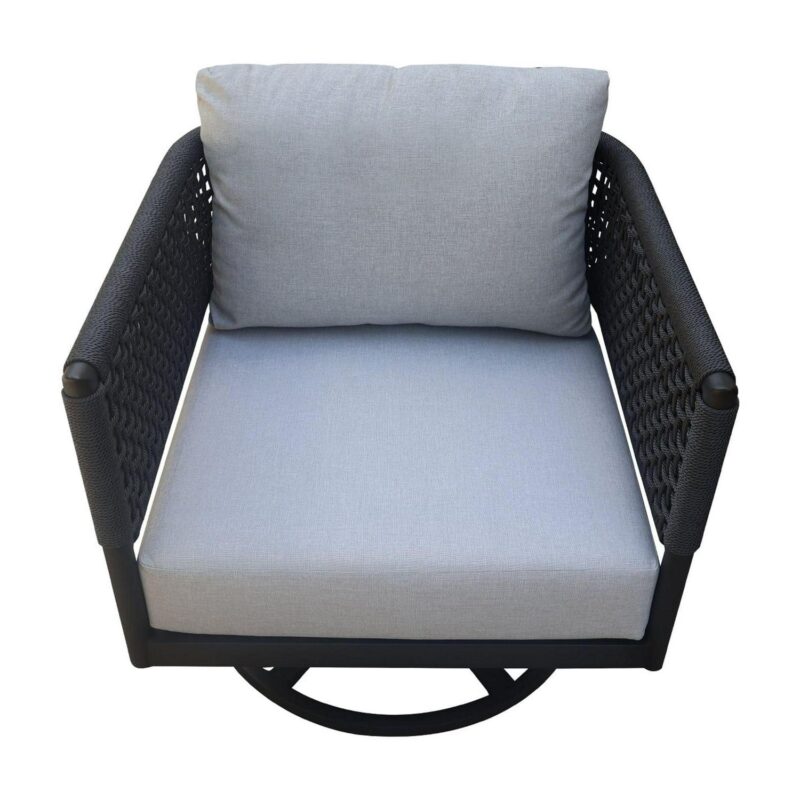 International Concepts Woven Albaca Outdoor Swivel Rocking Chair, Charcoal - Image 6