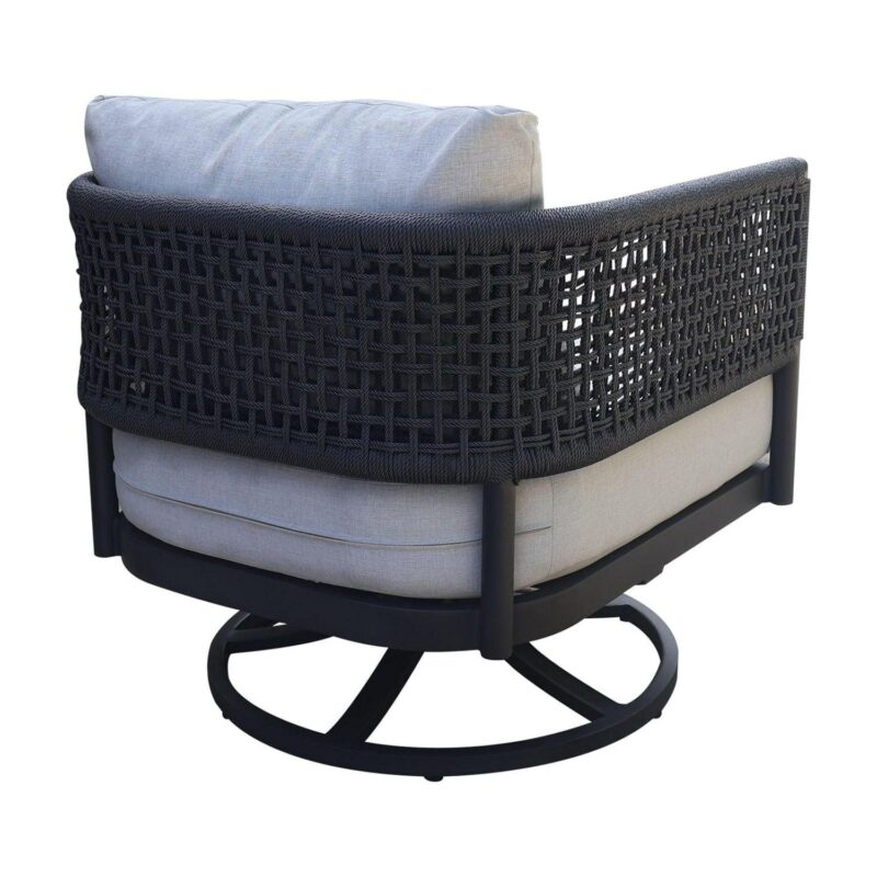 International Concepts Woven Albaca Outdoor Swivel Rocking Chair, Charcoal - Image 5