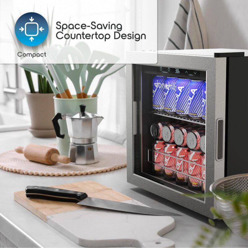 Ionchill 48-Can Mini Fridge, Compact Beverage Refrigerator with Smart Temperature Control and Standard Door, 1.4 Cu. ft., 17.3 in., New - Image 7