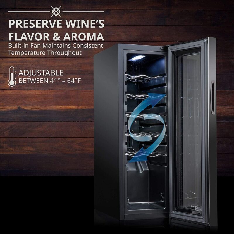 Ivation 12 Bottle Compressor Wine Cooler Refrigerator w/ Large Freestanding Wine Cellar Glass Door Black - Image 2