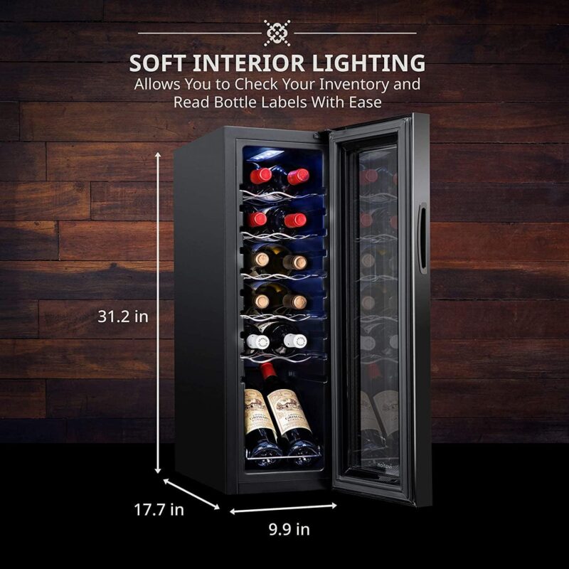 Ivation 12 Bottle Compressor Wine Cooler Refrigerator w/ Large Freestanding Wine Cellar Glass Door Black - Image 4