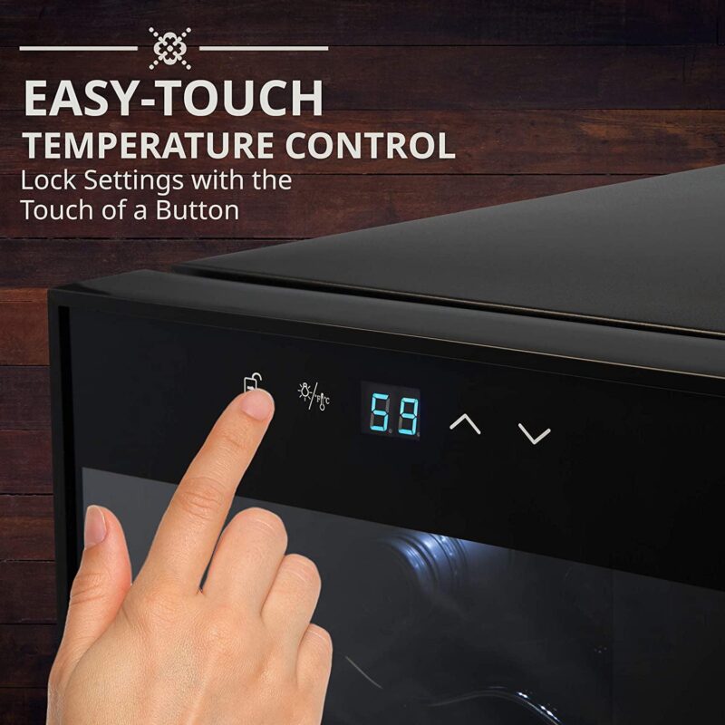 Ivation 12 Bottle Compressor Wine Cooler Refrigerator w/ Large Freestanding Wine Cellar Glass Door Black - Image 7
