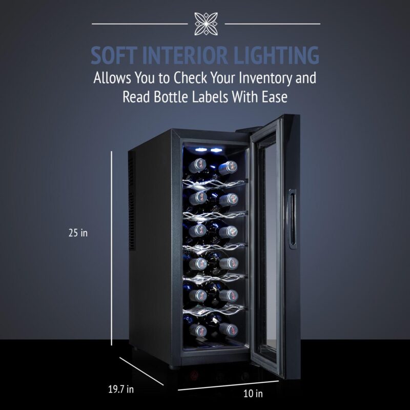 Ivation 12 Bottle Thermoelectric Freestanding Wine Cooler - Black - Image 6