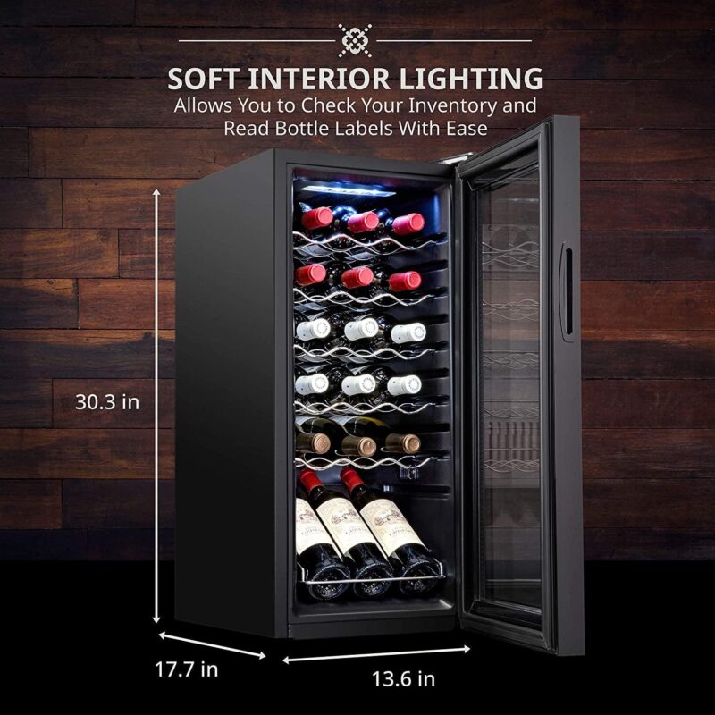 Ivation 18 Bottle Compressor Wine Cooler Refrigerator Large Freestanding Wine Cellar Glass Door Black - Image 4