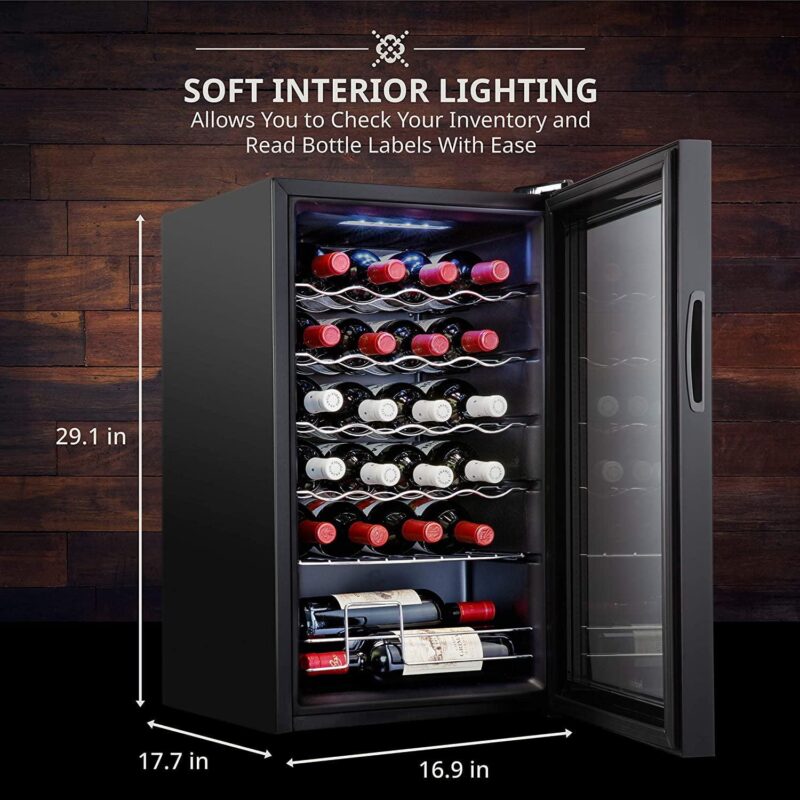 Ivation 24 Bottle Compressor Wine Cooler Refrigerator w/ | Large Freestanding Wine Cellar Glass Door Black - Image 2
