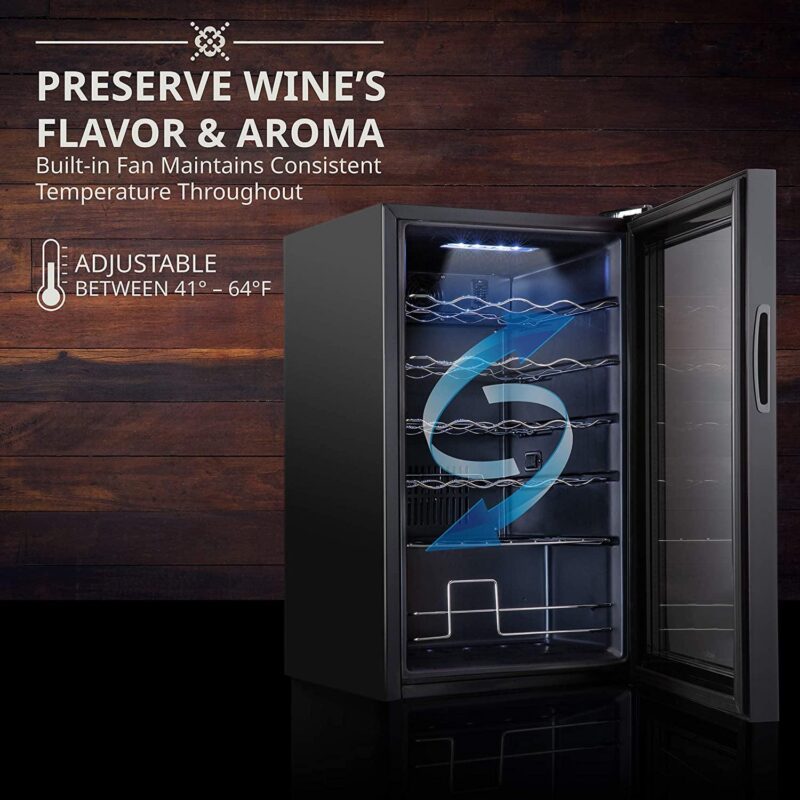 Ivation 24 Bottle Compressor Wine Cooler Refrigerator w/ | Large Freestanding Wine Cellar Glass Door Black - Image 3
