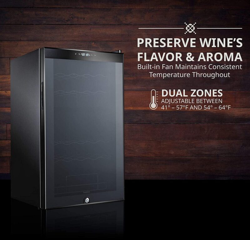 Ivation 33 Bottle Dual Zone Wine Cooler Refrigerator w/,Large Freestanding Wine Cellar Glass Door Black - Image 6