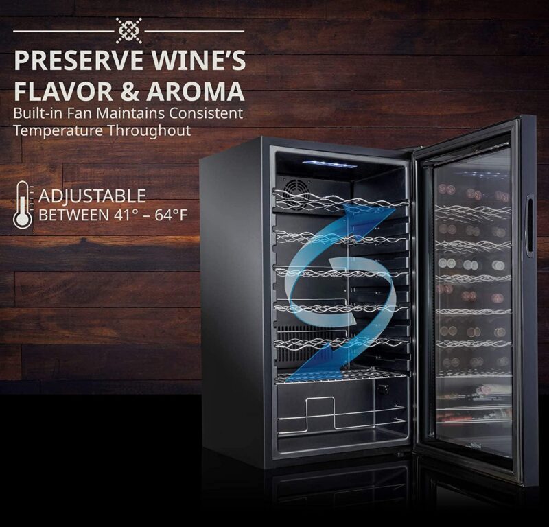 Ivation 34 Bottle Compressor Wine Cooler Refrigerator, Glass Door Black - Image 2