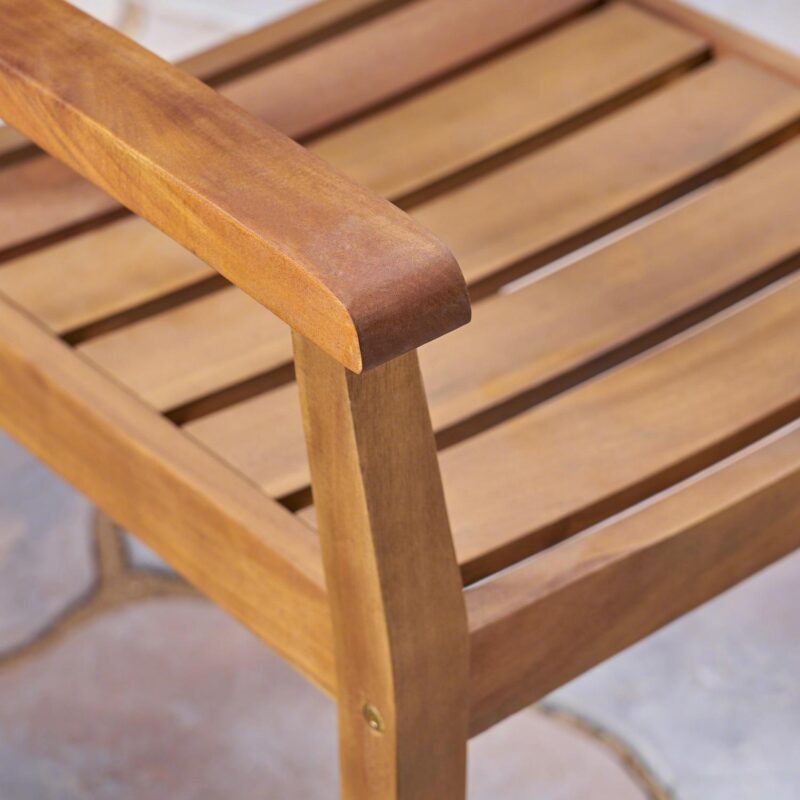 Jaxson Outdoor 5 Piece Acacia Wood Round Dining Set, Teak - Image 3
