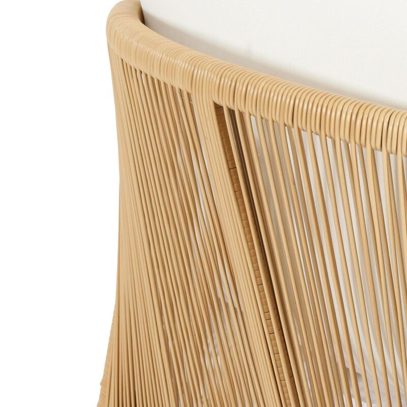 Judland Acacia Wood and Wicker Outdoor Club Chair with Cushions, Teak, Light Brown, and Beige - Image 4