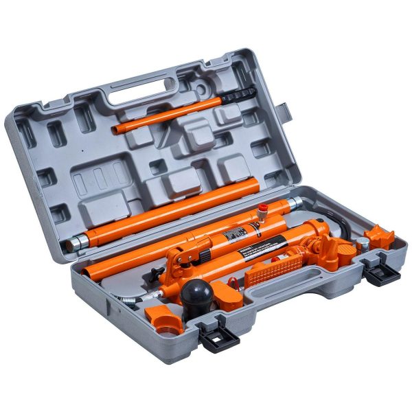 KFFKFF 10 Ton Hydraulic Jack Kit, Compact Auto Body and Frame Repair Set with 4.6 ft Oil Hose, Includes Carrying Case for Automotive, Truck, and Farm Maintenance