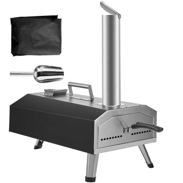 KFFKFF 12  Portable Outdoor Pizza Oven Gas/Wood Pellet Pizza Oven Rotatable Pizza Stone