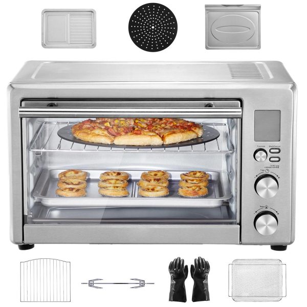 KFFKFF 13-Function Air Fryer Toaster Oven, 28L/29.6Qt Convection Oven, 1800W Dual-Level Countertop Toaster Ovens Combo with Wire Racks, Pizza Pan, Gloves, Suitable for Domestic and Business Use
