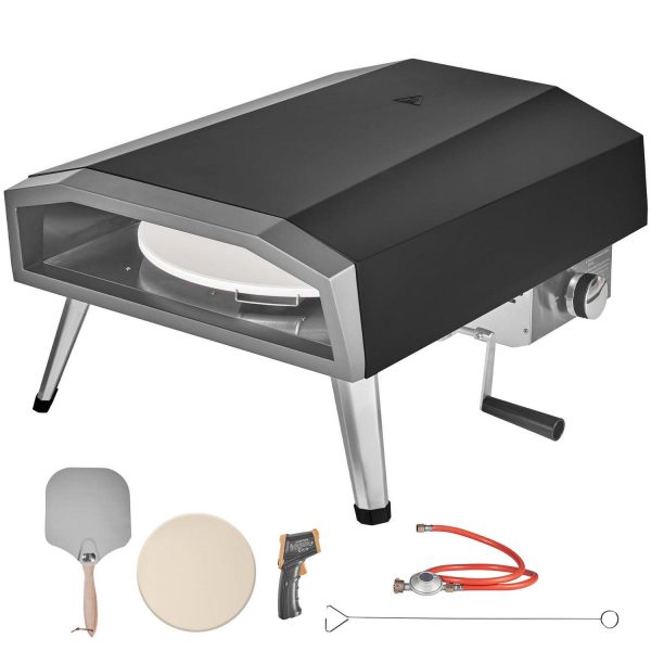 KFFKFF 16  Portable Outdoor Pizza Oven Gas Pizza Oven Bottom Rotation Foldable