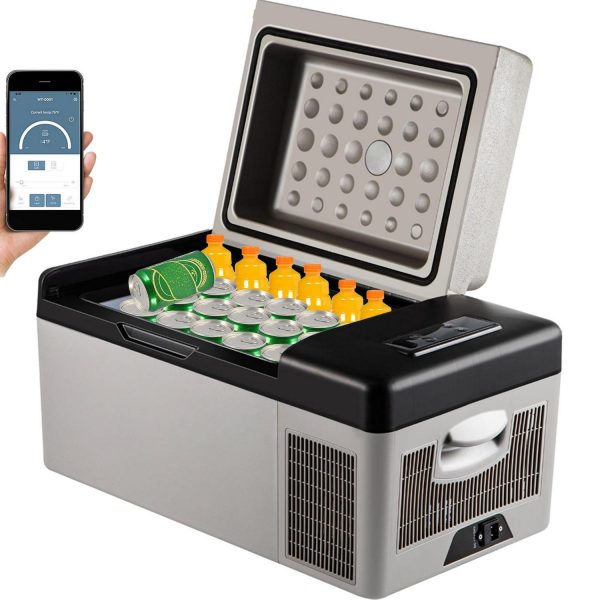 KFFKFF 21 Qt (20L) 12V Car Refrigerator Electric Cooler DC/AC, -4a ~68a , Freezer Fridge Cooler App Control Camping, Travel, Fishing, Outdoor Use
