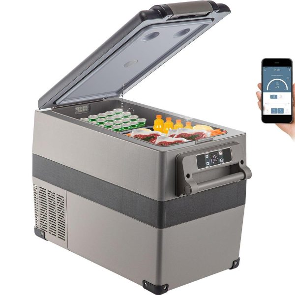 KFFKFF 45L Portable Car Refrigerator, 48 Quart Compact RV Fridge with 12/24V DC and 110-240V AC Compatibility, Ideal for Vehicles, Cars, Trucks, Boats