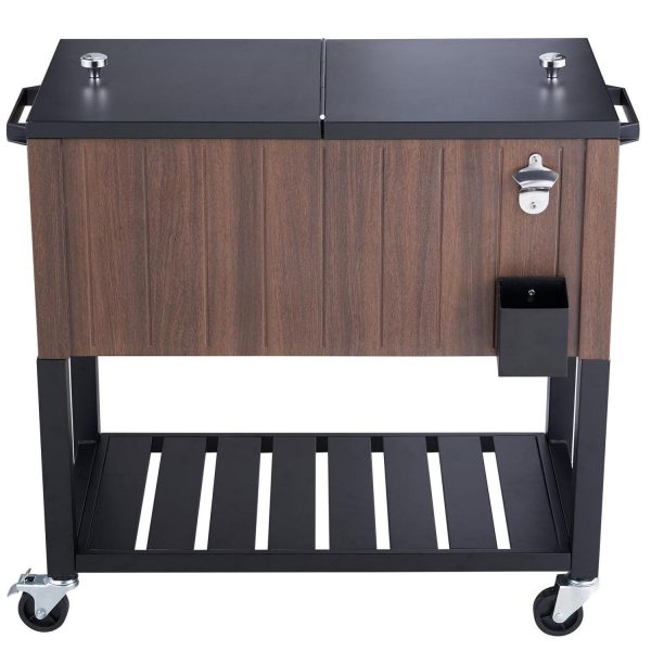 KFFKFF 80QT Drainage Terrace Party Open The Bottle Rolling Cooling Car