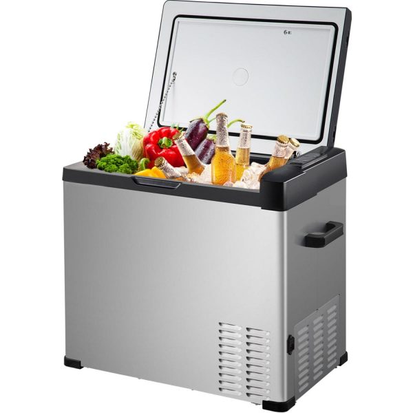 KFFKFF Car Refrigerator 53 Qt, 12 Volt Single Zone Portable Refrigerator for 12/24 Volt DC and 110-240 Volt AC Electric Compressor Refrigerator with -4a to -68a