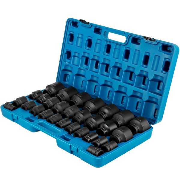 KFFKFF Drive Impact Socket Set, 3/4  Drive, 29-Pc Set, 6-Point Design, Durable CR-M0 Build, Sizes Range 3/4  to 2-1/2 , Includes Storage Case