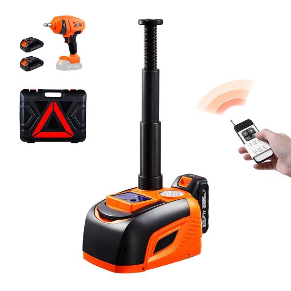 KFFKFF Electric Car Jack, 5 Tons/11000 lbs, Automated Scissor Lift with Electric Torque Wrench, Tire Swap Assistance with Illuminated LED and Wireless Command, Compact Lift Set for Sedan, SUV, Truck