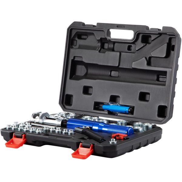 KFFKFF Herramienta Expansora, Herramienta de Doble Acampanado de 45A , Herramientas de Acampanado de Freno de ReparaciA3n de Frenos para 3/16 -1/2 , Herramienta de Acampanado de Freno con Cortador de Tubo y Desbarbador, 32 Pzas de Herramientas de Acampanado de Tubo para LA-neas de Cobre