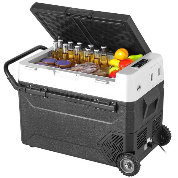 KFFKFF Mobile Auto Cooler, 12V Vehicle Cooler, 60L / 63.4 QT Solo Zone Portable Icebox, Temperature Range -4a to 68a , Compressor-Based Cooling System for Domestic, Outdoor, Camping, RV Use
